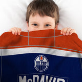 Sleep Squad Edmonton Oilers Connor McDavid 60” x 80”  Raschel Plush Blanket