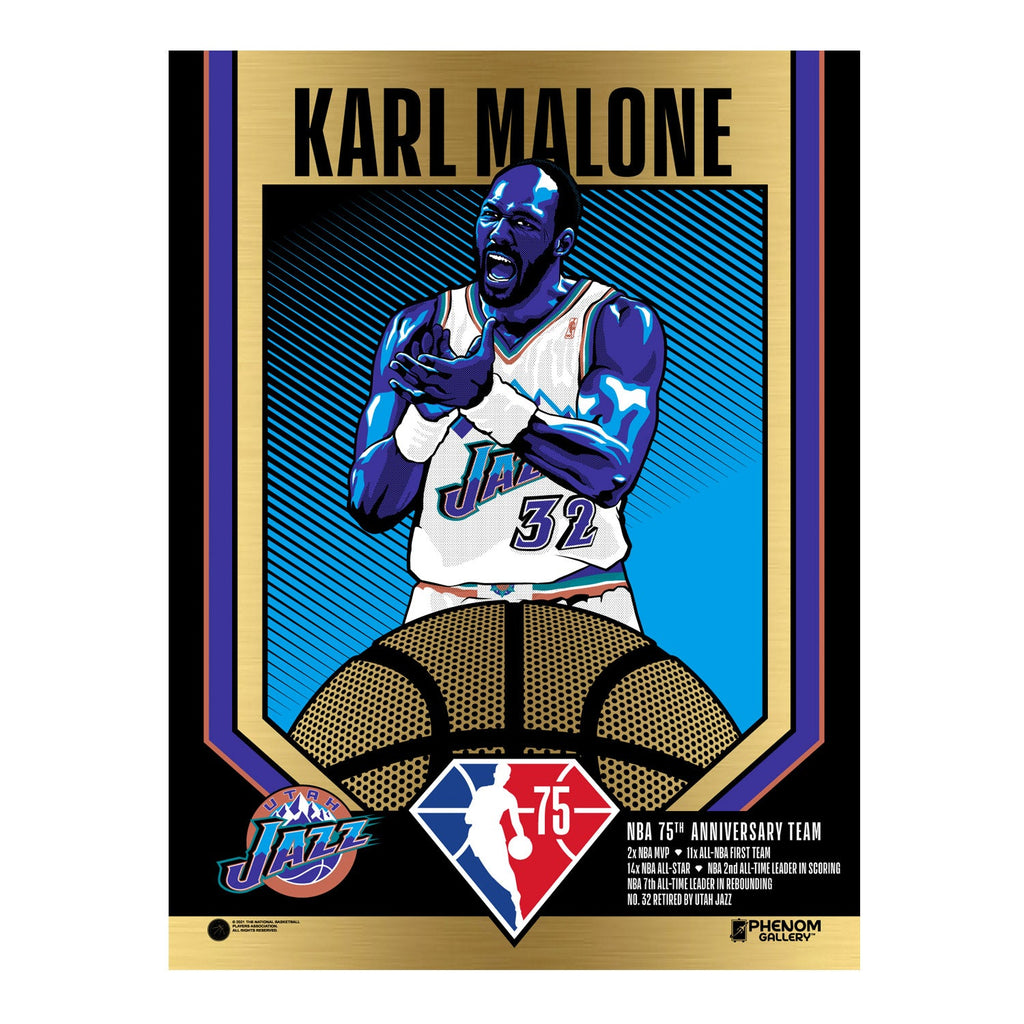 Karl Malone Autographed and Framed Utah Jazz Jersey