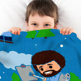 Sleep Squad Bob Ross 60” x 80” Raschel Plush Blanket